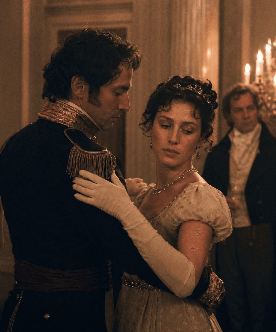 A cinematic European street scene inspired by life during the Napoleonic Wars.