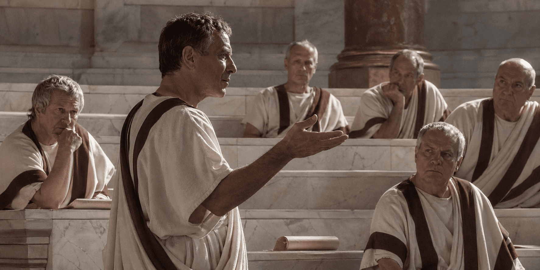 A cinematic street scene inspired by urban life in the Roman Empire.