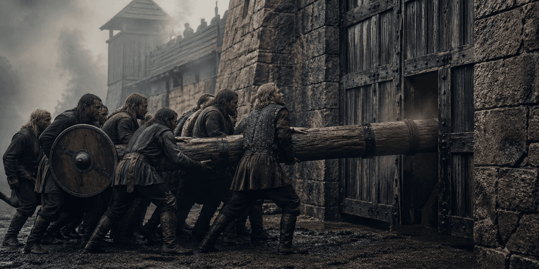 A cinematic settlement scene inspired by life in the Viking Age.